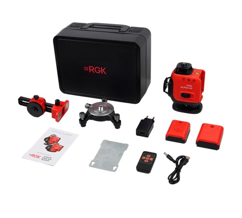 Лазерный уровень RGK ALPHA 4D с зелёным лучом Лазерный уровень RGK ALPHA 4D с зелёным лучом