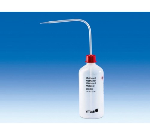 Промывалка VITLAB безопасная, 500 мл, узкое горло, маркировка "Isopropanol", PE-LD, с винтовой крышкой из PP Промывалка VITLAB безопасная, 500 мл, узкое горло, маркировка "Isopropanol", PE-LD, с винтовой крышкой из PP